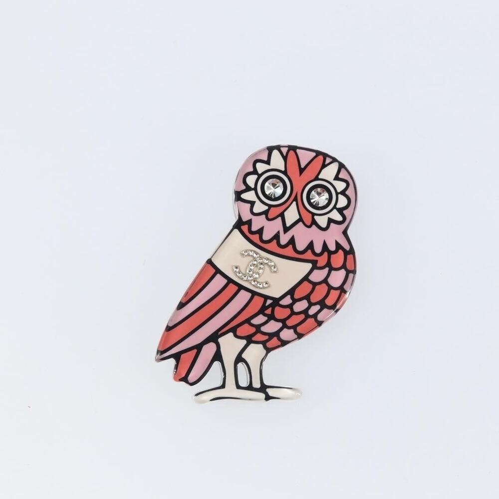 Chanel Owl Brooch Metal Pink CC